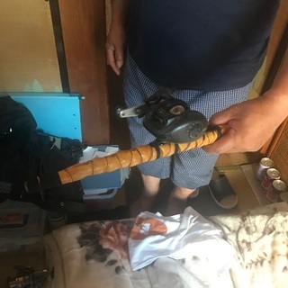 手作りの釣竿の画像
