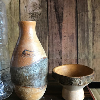 値下げ【レア/骨董品】珍しい木製のとっくり&おちょこ(亀裂あり)
