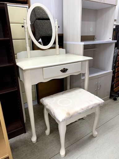 ドレッサー スツール付き 木製 幅71cm ホワイト 南12条店