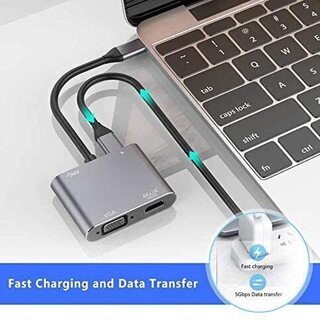 USB Type c HDMI VGA 4-in-1 変換アダプタ  の画像