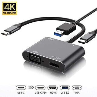 USB Type c HDMI VGA 4-in-1 変換アダプタ  