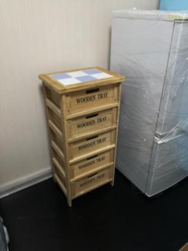 木製5段キャビネット天板タイル張りbox【近隣送料無料】【即日対応可能】【引き取りの場合は1000円引き戸田市でお願いいたします。】