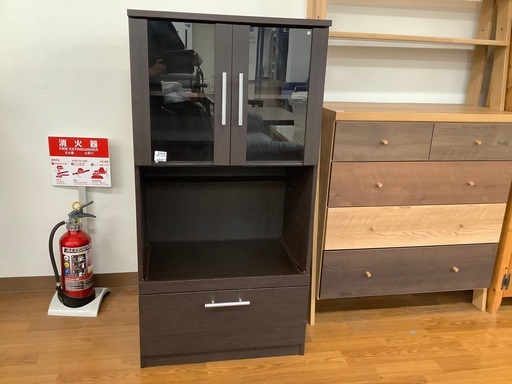 【トレファク南浦和】　ミニ食器棚　ニトリ　2枚扉　ダークブラウン　傷あり　　レンジダイ　メイ　LTRE11860