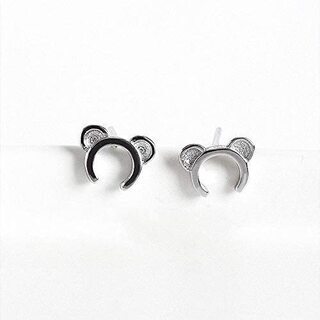 【新品】【日本全国郵送相談可】純銀製Sv925かわいいリトルベアーの耳のメタルピアスシルバー耳輪、可愛らしいミニ小さな耳飾りイヤリングの画像