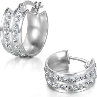 【新品】【2色から選択】【日本全国郵送相談可】ジュエリー ファッション アクセサリー 2個 メンズ ピアス, イヤリング, イヤーカフ フープピアス, ジルコニア ダイヤ, おもしろ, ステンレスの画像