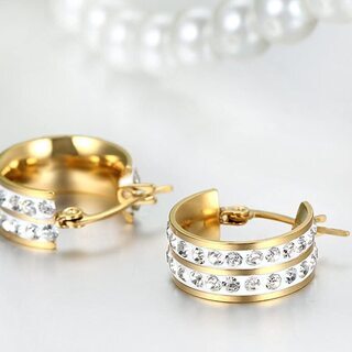 【新品】【2色から選択】【日本全国郵送相談可】ジュエリー ファッション アクセサリー 2個 メンズ ピアス, イヤリング, イヤーカフ フープピアス, ジルコニア ダイヤ, おもしろ, ステンレスの画像