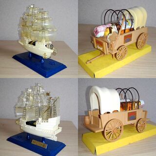 🎁 つくば市内/周辺、改札口可　　ラーセン リモージュ焼きバイキングシップ、クルボアジェVSOP大砲、メタクサ7年、ドービル ナポレオン 帆船：特級古酒まとめて6本セットの画像