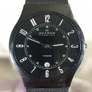 SKAGEN スカーゲン メンズクォーツ チタニウム 233XLTMB 腕時計 黒文字盤 3針モデル デイデイトの画像
