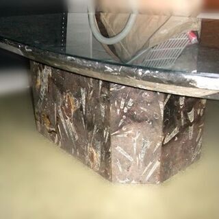 お値下げ!!【自社配送は札幌市内限定】化石のセンターテーブル 約150cm×70cm チョッカクガイ 中古【USED】の画像