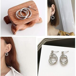 【新品】【3ペア6個セット】【日本全国郵送相談可】フープ ピアス レディース スタッド イヤリング シルバー 女性 人気 アクセサリー ボディピアス ピアス 耳 軟骨用 体のピアスの画像