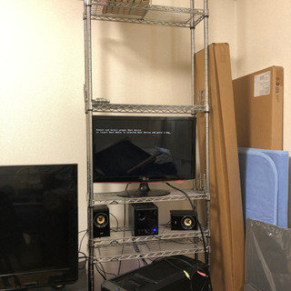【まとめて5点】PC、モニター、スピーカー、メタルラック、マンガ...