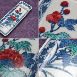 JA】十ニ代 今泉今右衛門 錦絵 筆皿 書道具