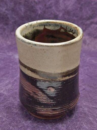 【JA】濱田窯 人間国宝 濱田庄司 益子焼 掛分櫛目筒