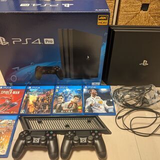 PS4 Pro ジェット・ブラック 1TB 本体「ソフト5本, ...