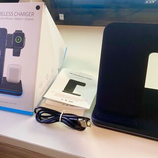 ワイヤレス充電器 3 in 1 15W 充電スタンド Qi 急速...