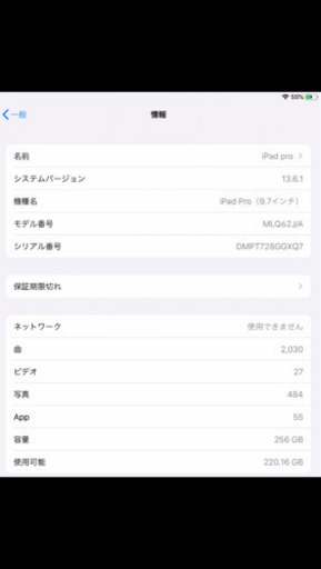 iPad Pro wi-fi + cellular:A1674（256GB）SIM解除済み