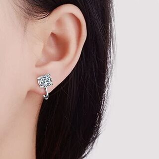 【新品】【日本全国郵送相談可】一粒 ダイヤモンドCz 0.75ct シルバー イヤリング ノンホール ピアス レディース ジュエリー ファッション イヤーカフ SILVER 両耳の画像