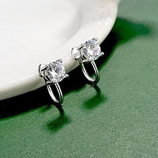 【新品】【日本全国郵送相談可】一粒 ダイヤモンドCz 0.75ct シルバー イヤリング ノンホール ピアス レディース ジュエリー ファッション イヤーカフ SILVER 両耳の画像