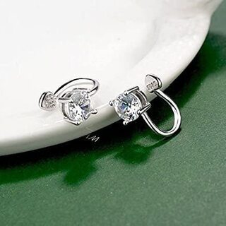 【新品】【日本全国郵送相談可】一粒 ダイヤモンドCz 0.75ct シルバー イヤリング ノンホール ピアス レディース ジュエリー ファッション イヤーカフ SILVER 両耳の画像