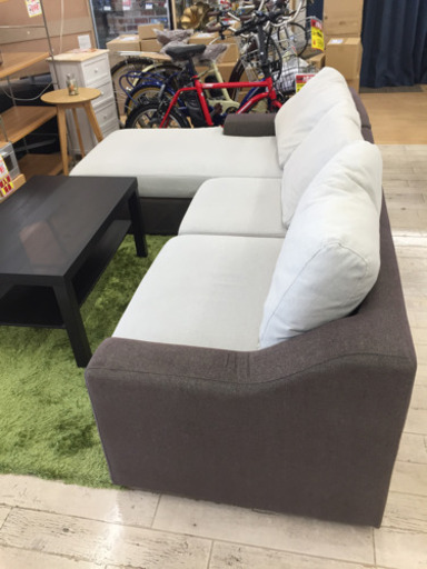 8/31東区和白  定価78,000  3Pソファ おしゃれ ファブリックソファ 落ちついた色合い