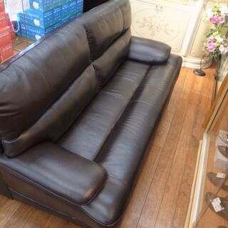 3人掛け 本革ソファ ダークブラウン【モノ市場東浦店】125
