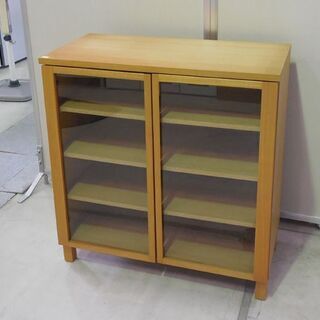 ♢無印 食器棚 幅80cm キャビネット ナチュラル 無印良品 天然木 観音