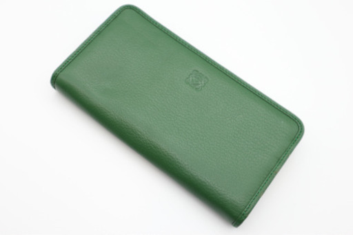 《LOEWE/ラウンドファスナー 長財布》箱 冊子 ABランク 美品 グリーン
