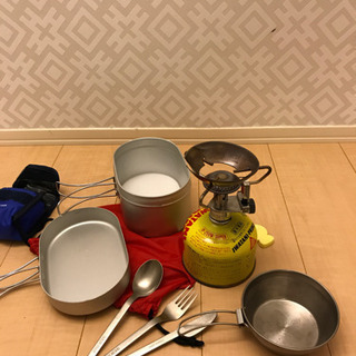 ソロキャンプ用　バーナー　食器セット