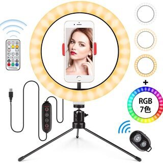 新品未使用　　LEDリングライト 自撮りライト 撮影用ライト 外径10inの画像