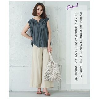 【新品】【7色から選択】ギャザー ブラウス レディース フレンチスリーブ 半袖 トップス オフィス 仕事 とろみ シャツ きれいめ 大人 おしゃれ 無地の画像