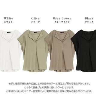 【新品】【4色から選択】スキッパー フレンチスリーブ ブラウス レディース 半袖 トップス シャツ バックタック 夏 ゆったり 楽ちん 体型カバー ナチュラル おしゃれ 可愛いの画像