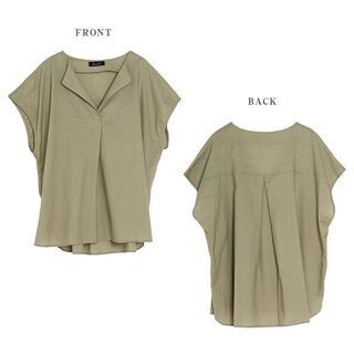 【新品】【4色から選択】スキッパー フレンチスリーブ ブラウス レディース 半袖 トップス シャツ バックタック 夏 ゆったり 楽ちん 体型カバー ナチュラル おしゃれ 可愛いの画像