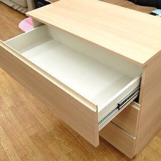 3段チェスト 幅90×奥行46×高さ80cm ライトブラウン スライドレール 引出し 衣類収納 チェスト 収納 たんす タンス 茶☆ PayPay(ペイペイ)決済可能 ☆ 札幌市 清田区 平岡 3段チェスト 幅90×奥行46×高さ80cm ライトブラウン スライドレール