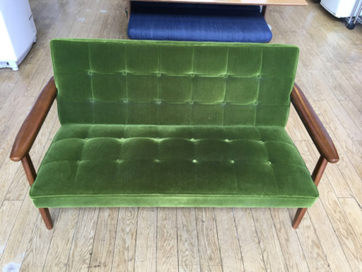 11/23 値下げ! 美品 karimoku カリモク60 2シーター ソファ Kチェア モケットグリーン