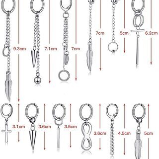 【新品】【12個セット】フープ ピアス 収納袋付き メンズ レディース 男女兼用 シンプル 韓国 kpop風 イヤリングの画像