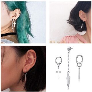 【新品】【12個セット】フープ ピアス 収納袋付き メンズ レディース 男女兼用 シンプル 韓国 kpop風 イヤリングの画像