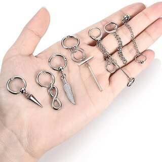 【新品】【12個セット】フープ ピアス 収納袋付き メンズ レディース 男女兼用 シンプル 韓国 kpop風 イヤリングの画像