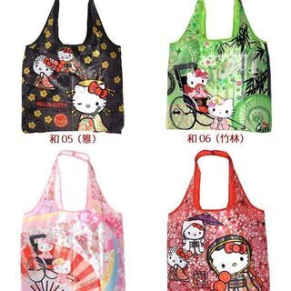 【新品】【全18種】ハローキティ エコバッグ サンリオ 和柄 折りたたみ ナイロンの画像