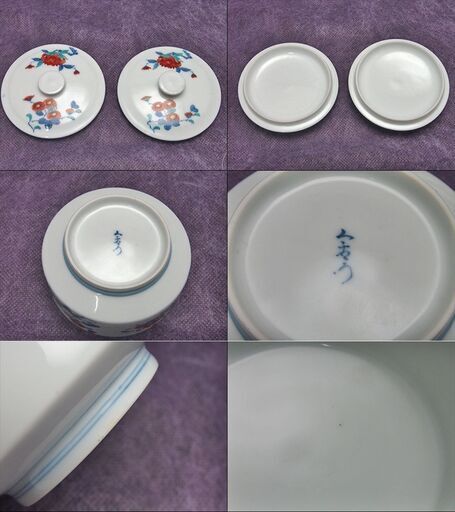 【JA】十ニ代 今泉今右衛門 錦絵 蓋物 二客