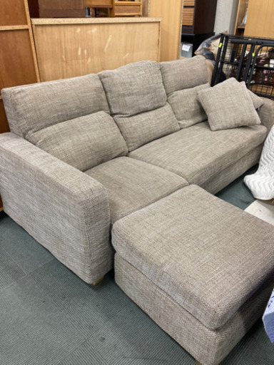 【フワフワ〜‼️】3人掛けソファ オットマン付き