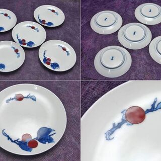 JA】人間国宝 十三代 酒井田柿右衛門 染錦 柿文 皿