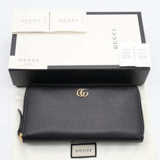 《GUCCI/GGマーモントラウンドファスナー長財布》ブラック ABランク 美品