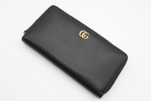 《GUCCI/GGマーモントラウンドファスナー長財布》ブラック ABランク 美品
