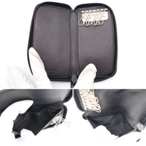 《PRADA/サフィアーノ ラウンドファスナーキーケース》Sランク 未使用品 美