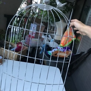 鳥カゴ風オブジェ　ベランダガーデニング　置物
