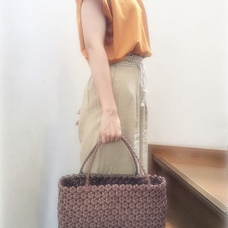 A4も入る♪とっても軽い花結びカゴトート（エコクラフト）の画像