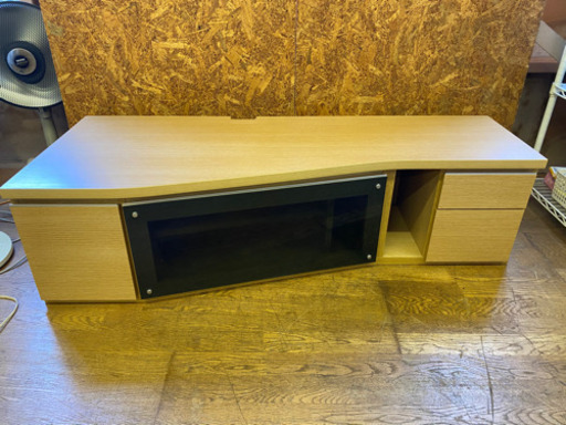 0901-9  ☆美品☆ 高級テレビボード　テレビ台　ナチュラルカラー　ブラックスケルトンガラス