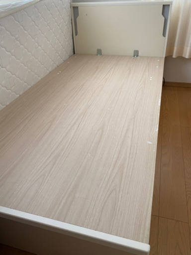 再値下げしました！ガス圧跳ね上げ収納ベッド ヘッド付き 国産ポケットコイルマットレス付き