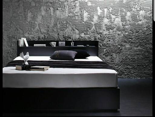 【未使用・訳アリ】セミダブル・２杯収納・棚コンセント付きフロアベッド・ブラック・7700