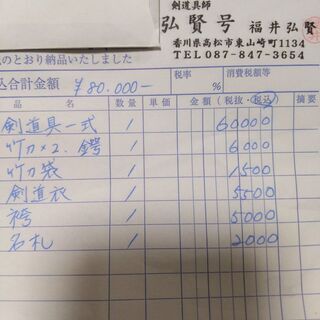 剣道具一式(身長160㌢、普通体型)